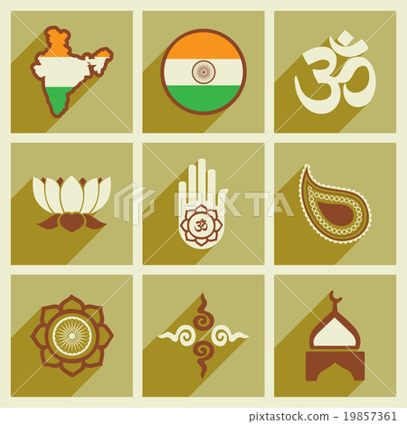 Modern flat icons collection with long shadow - Stock Illustration ...