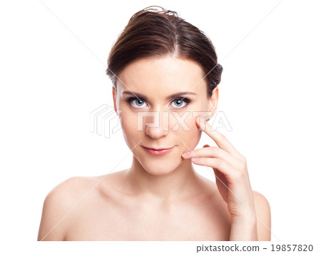 Beautiful Young Woman Touching Her Face 19857820