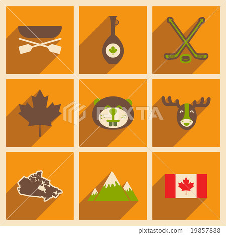 Set of flat icons with long shadow Canada 19857888