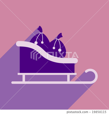 flat icon with long shadow sleigh gifts - Stock Illustration [19858115 ...