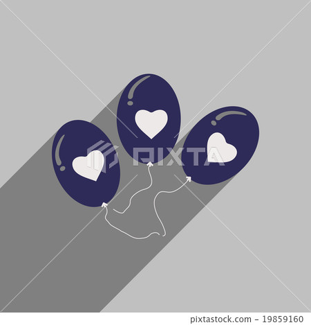 Flat style icon with long shadow heart balloons - Stock Illustration ...