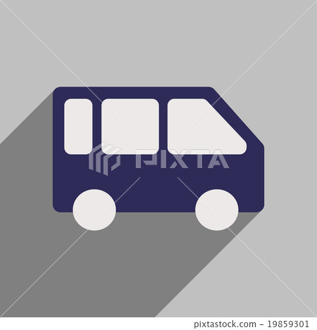 Flat style icon with long shadow bus 19859301