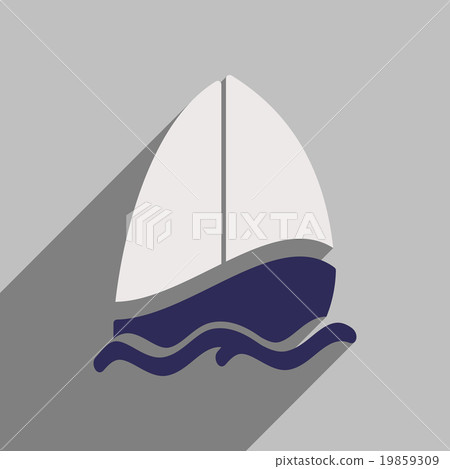 Flat style icon with long shadow ship - Stock Illustration [19859309 ...