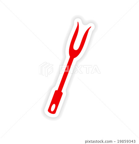 icon sticker realistic design on paper fork icon sticker realistic design on paper fork 19859343