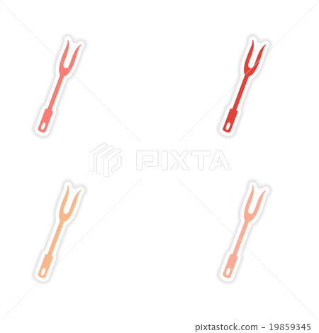 assembly realistic sticker design on paper fork assembly realistic sticker design on paper fork 19859345