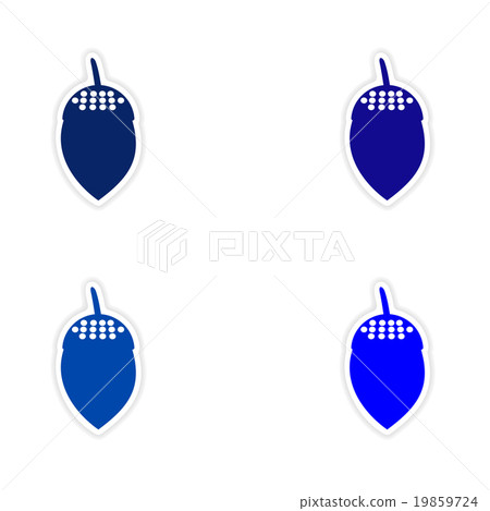 assembly realistic sticker design on paper acorns 19859724