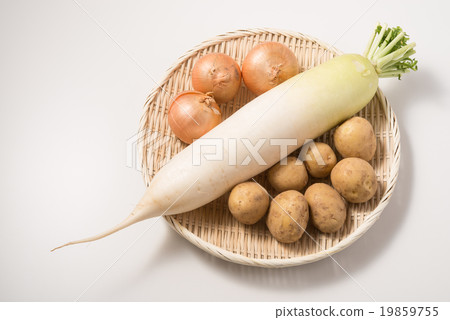 Group photo of radish, onion, potato 19859755