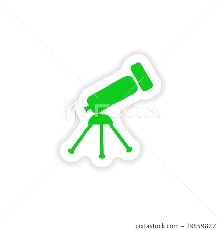 icon sticker realistic design on paper telescope 19859827