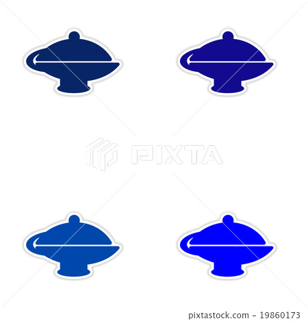 assembly realistic sticker design on paper teapot assembly realistic sticker design on paper teapot 19860173