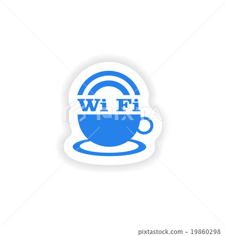icon sticker realistic design on paper wi-Fi icon sticker realistic design on paper wi-Fi 19860298