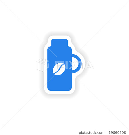 icon sticker realistic design on paper thermos icon sticker realistic design on paper thermos 19860308