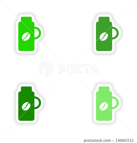 assembly realistic sticker design on paper thermos 19860312
