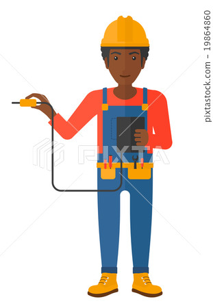 Electrician with electrical equipment. 19864860