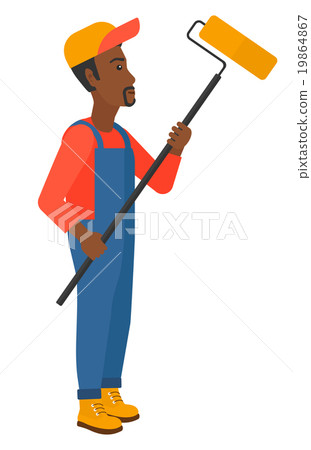 Painter with paint roller. Painter with paint roller. 19864867