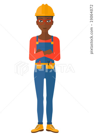 Friendly builder with arms crossed. 19864872