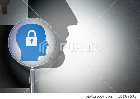Finance concept: Head With Padlock with optical Finance concept: Head With Padlock with optical 19865632