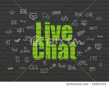 Web development concept: Live Chat on wall Web development concept: Live Chat on wall 19865835