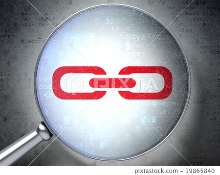 Web development concept: Link with optical glass - Stock Illustration ...