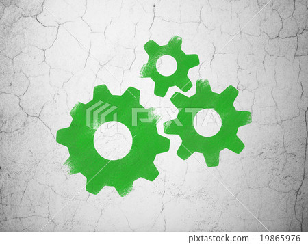 Marketing concept: Gears on wall background Marketing concept: Gears on wall background 19865976