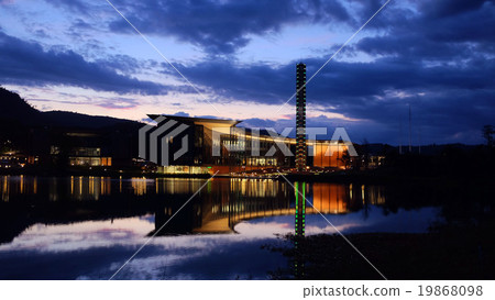 building and the lake building and the lake 19868098