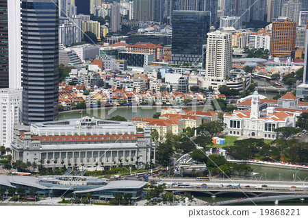 鳥瞰新加坡河周圍的景觀 19868221