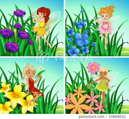 Fairies flying in the garden 19869002