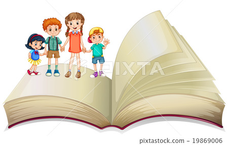 Children standing on big book Children standing on big book 19869006