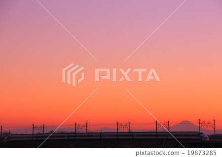 Dusk Tobu Railway and Mt. Fuji 19873285
