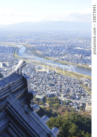 Nagara river viewed from the castle tower at Gifu Castle (Gifu city, Gifu Prefecture) Nagara river viewed from the castle tower at Gifu Castle (Gifu city, Gifu Prefecture) 19873941