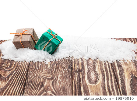 Christmas gifts in the back on a white background 19876010