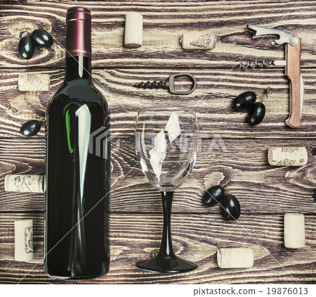 Bottle of wine and accessories Bottle of wine and accessories 19876013