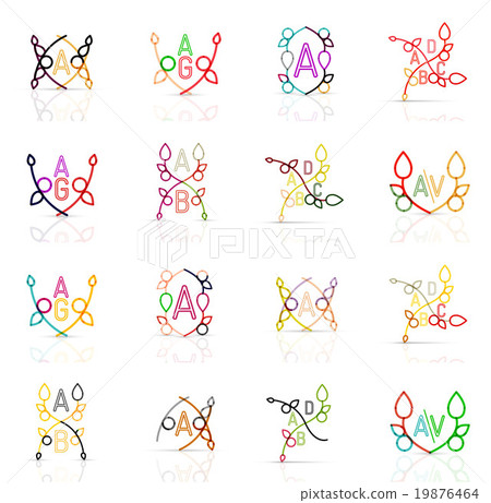 Set of linear abstract logos. Swirl, circle Set of linear abstract logos. Swirl, circle 19876464