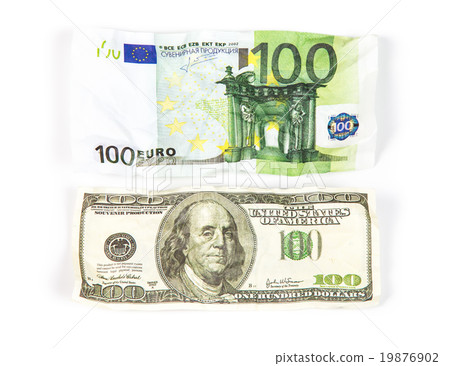 Crumpled hundreds dollar vs euro Crumpled hundreds dollar vs euro 19876902