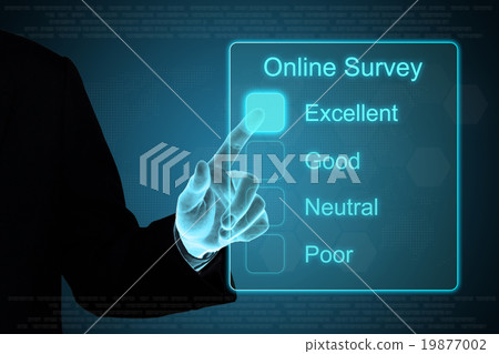 business hand clicking online survey 19877002