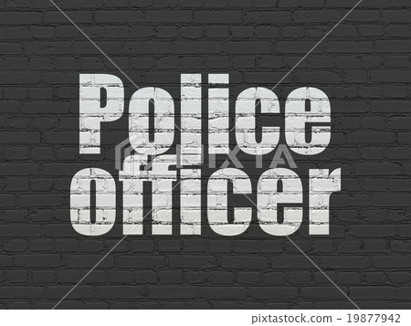 Law concept: Police Officer on wall background Law concept: Police Officer on wall background 19877942
