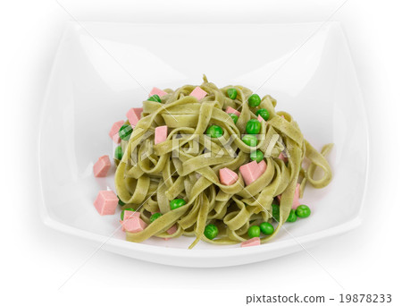 Pasta tagliatelle with green peas Pasta tagliatelle with green peas 19878233