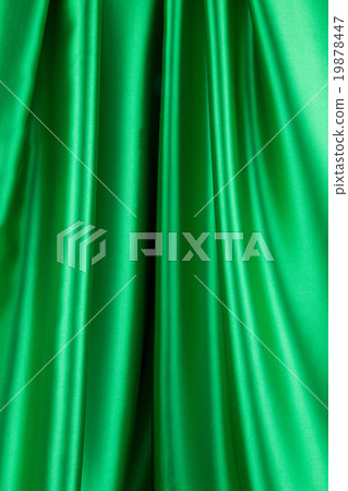 Green silk drapery. 19878447