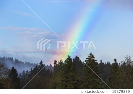 Landscape of Bavarian mountains with rainbow Landscape of Bavarian mountains with rainbow 19879889