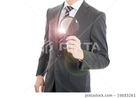 Businessman, magnifying glass 19883261