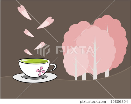 Tea and sakura flower illustration Tea and sakura flower illustration 19886894