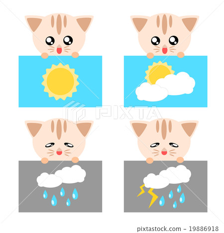 Paper cat weather icon illustration Paper cat weather icon illustration 19886918