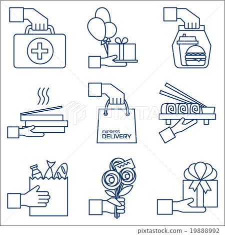 Express Delivery Symbols. Worldwide Shipping. 19888992