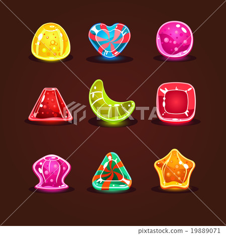 Set of bright colorful glossy stones with sparkles 19889071