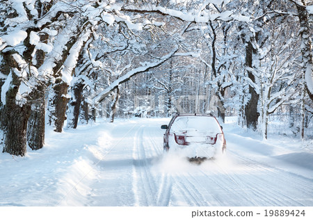 Alley in snowy morning Alley in snowy morning 19889424