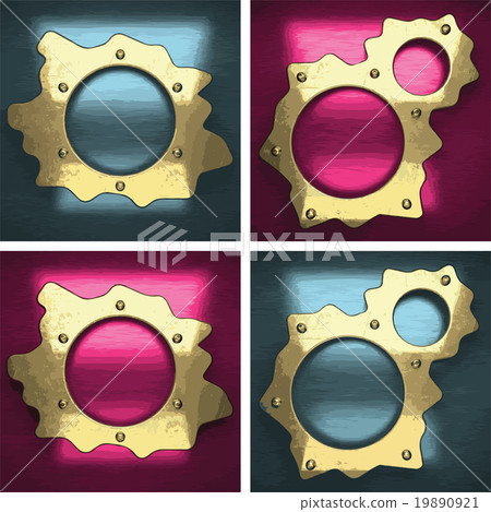 vector metal background set with golden element 19890921