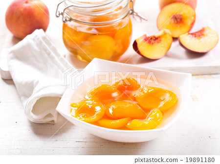 canned peaches in a bowl canned peaches in a bowl 19891180
