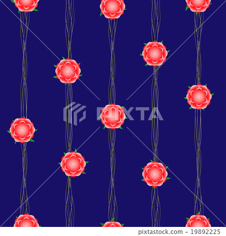 Red Flower Vine Dark Blue Background Red Flower Vine Dark Blue Background 19892225