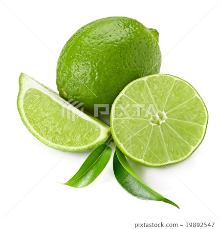 llime and leaves isolated on white 19892547