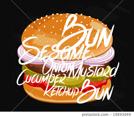 Burger on Chalkboard Burger on Chalkboard 19893849
