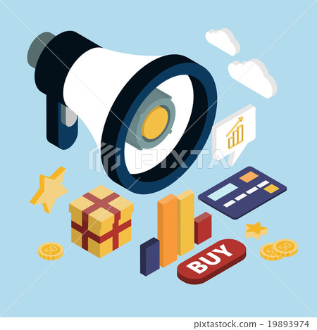 Promotion Online Marketing Flat 3d Web Isometric Promotion Online Marketing Flat 3d Web Isometric 19893974